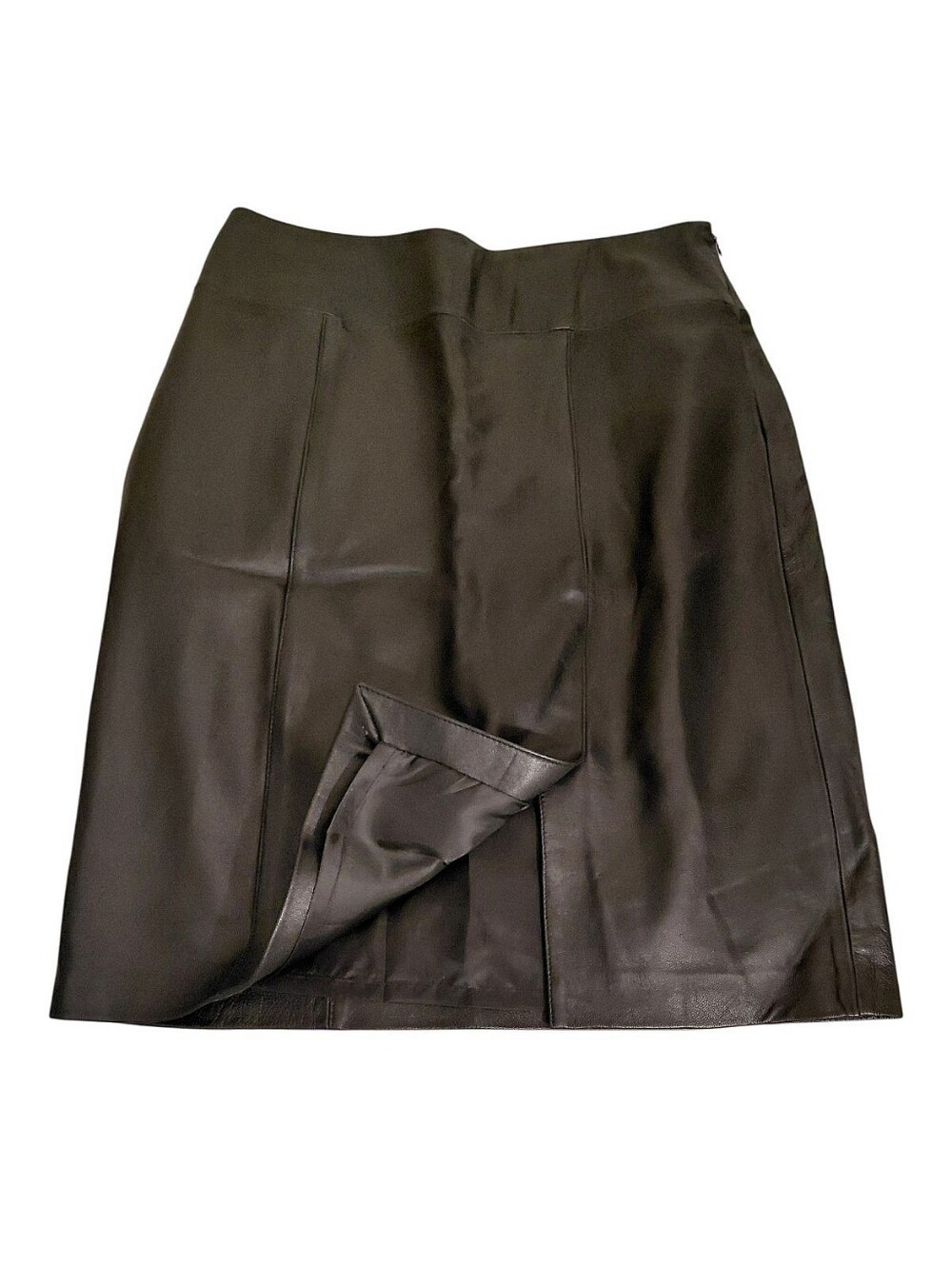 Jaclyn Smith Leather Front Split Knee-Length Pencil Skirt